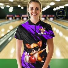 Load image into Gallery viewer, Custom Chihuahua Dog Purple Bowling Jersey for Women Bowling Uniform Bowling Team Shirts HNT262