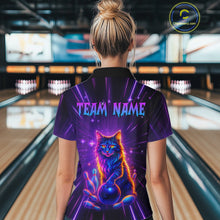 Load image into Gallery viewer, Custom Neon Cat Bowling Jersey for Women Bowling Team Shirts Bowling League Polo &amp; 1/4 Zip HNT153