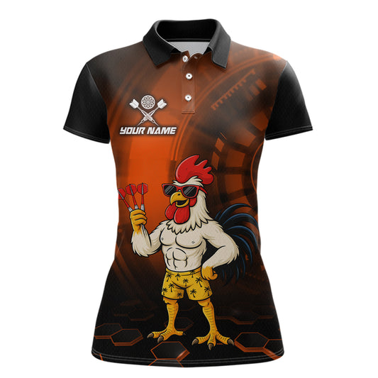 Custom Orange Funny Chicken Darts Shirt for Women Darts Team Jerseys Polo & 1/4 Zip Dart League NNT131