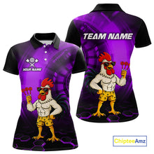 Load image into Gallery viewer, Custom Purple Funny Chicken Darts Shirt for Women Darts Team Jerseys Polo &amp; 1/4 Zip Dart League NNT131