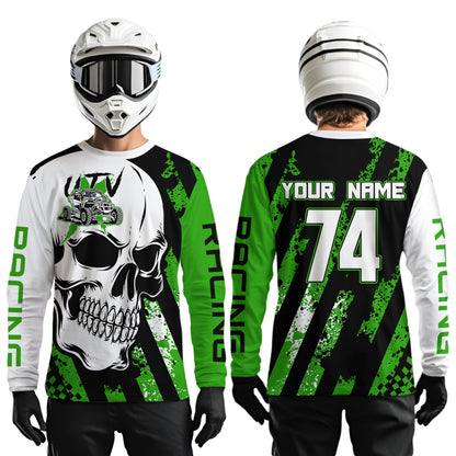 Custom Skull Green UTV Off-Road Shirts UTV Motocross Racing Shirt Kid Men Women UPF30+ DNT89