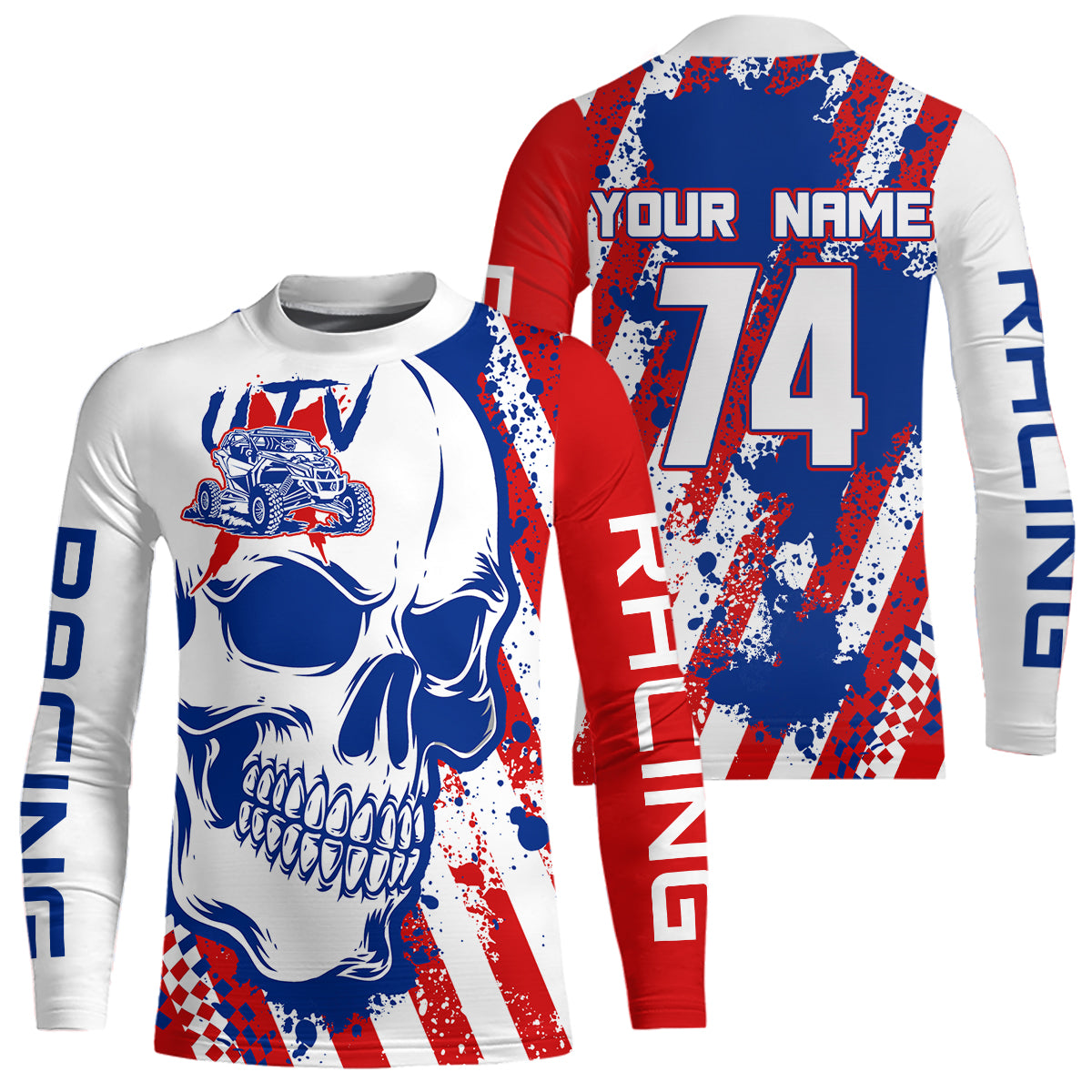 Custom Skull US Flag UTV Off-Road Shirts UTV Motocross Racing Shirt Kid Men Women UPF30+ DNT89