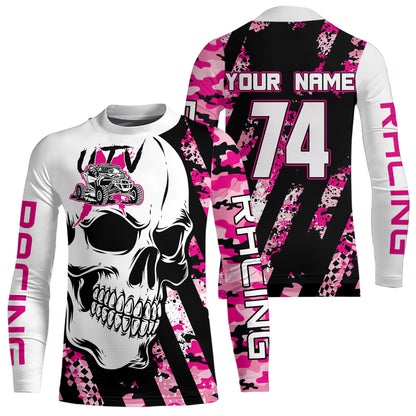 Custom Skull Pink UTV Off-Road Shirts UTV Motocross Racing Shirt Kid Men Women UPF30+ DNT89