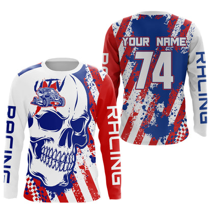Custom Skull US Flag UTV Off-Road Shirts UTV Motocross Racing Shirt Kid Men Women UPF30+ DNT89