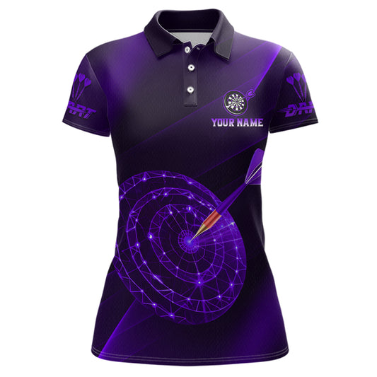 Custom Neon Purple Cyber Dartboard Darts Shirt for Women Darts Team Jerseys Polo & 1/4 Zip NNT132