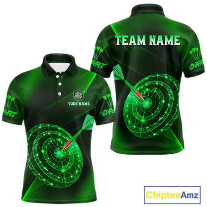 Custom Neon Green Cyber Dartboard Darts Shirt for Men Darts Team Jerseys Polo & 1/4 Zip NNT132