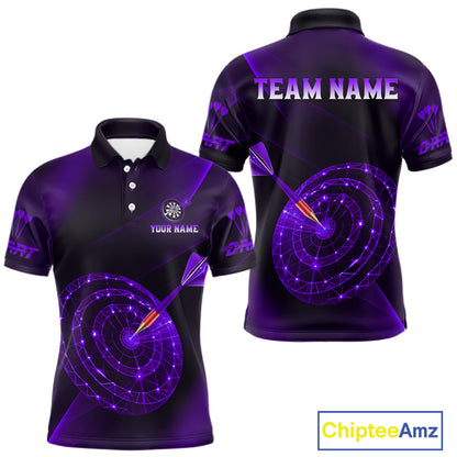 Custom Neon Purple Cyber Dartboard Darts Shirt for Men Darts Team Jerseys Polo & 1/4 Zip NNT132