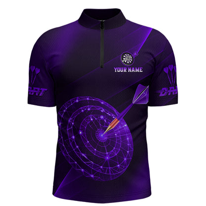 Custom Neon Purple Cyber Dartboard Darts Shirt for Men Darts Team Jerseys Polo & 1/4 Zip NNT132