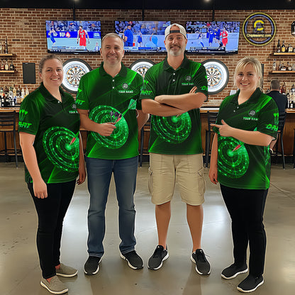 Custom Neon Green Cyber Dartboard Darts Shirt for Women Darts Team Jerseys Polo & 1/4 Zip NNT132