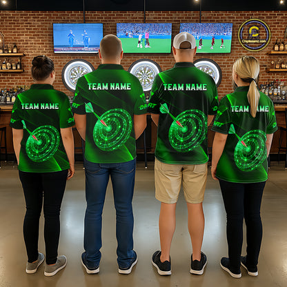 Custom Neon Green Cyber Dartboard Darts Shirt for Men Darts Team Jerseys Polo & 1/4 Zip NNT132