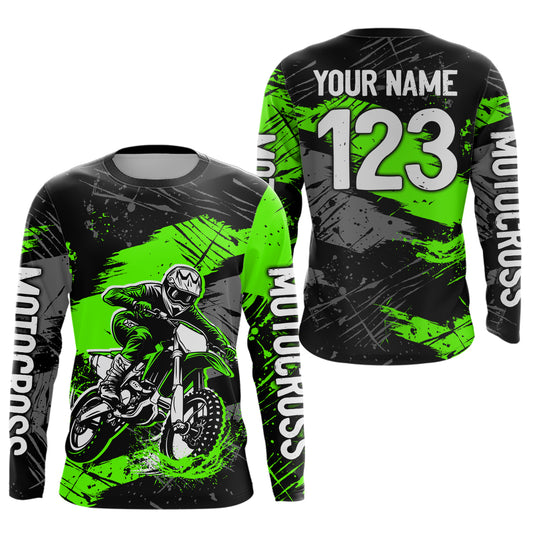 Custom Green Youth Motocross Jersey Motocycle Shirts Shirt Kid Men Women Motocross Shirt UPF30+ DNT38