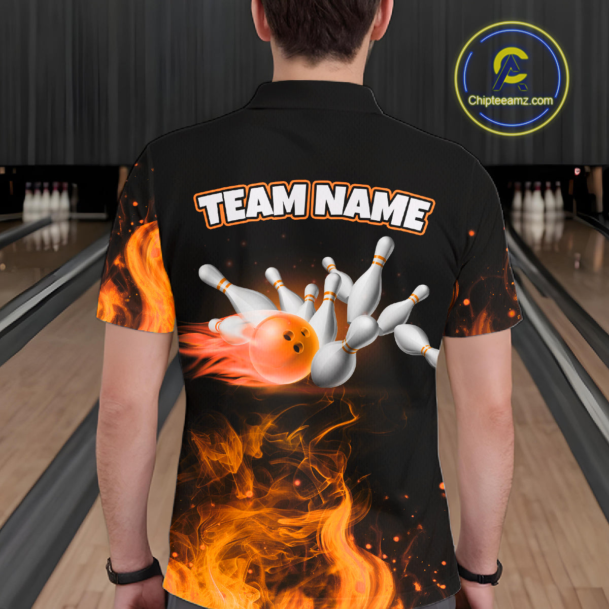 Custom Orange Funny Ghost Halloween Bowling Jersey for Men Polo & 1/4 Zip Bowling Team Shirts HNT468