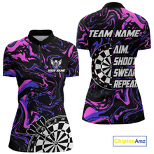 Load image into Gallery viewer, Pink-Purple Pattern Aim Shoot Swear Repeat Darts Team Jerseys Dart Shirts For Women NNT168