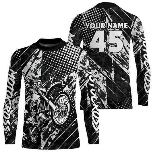 Custom Black Motocross Jersey Racing for Men Women Kid Motocycle Shirts UPF30+ DNT44