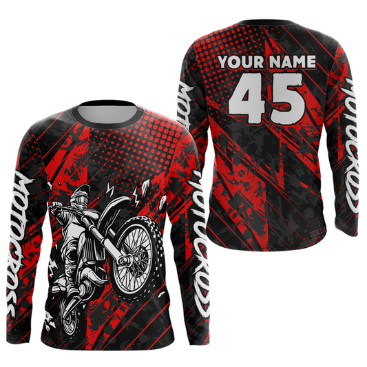 Custom Red Motocross Jersey Racing for Men Women Kid Motocycle Shirts UPF30+ DNT44
