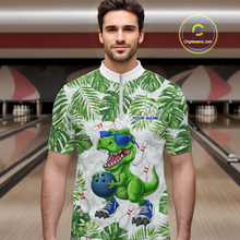 Load image into Gallery viewer, Custom Funny Dinosaur Bowling Jersey for Men Bowling Tournament Polo &amp; 1/4 Zip Bowling Team Shirts HNT214