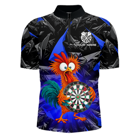 Custom Funny Blue Chicken Dart Shirts For Men Dart Board Gifts Darts Team Jerseys Dart League NNT152