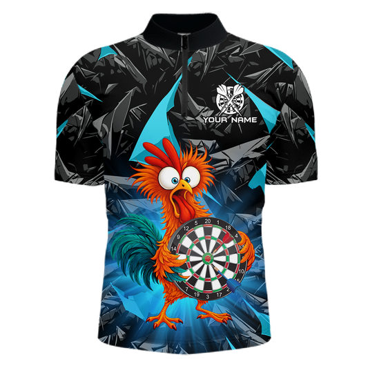 Custom Funny Turquoise Chicken Dart Shirts For Men Dart Board Gifts Darts Team Jerseys Dart League NNT152