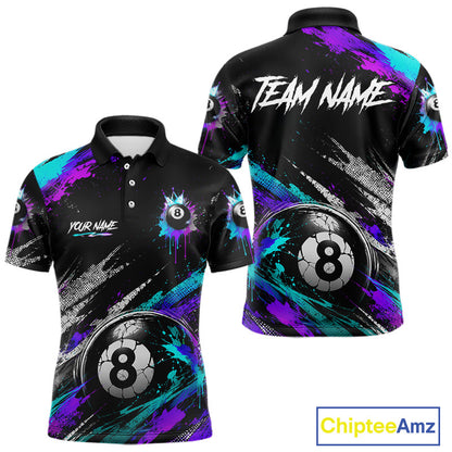 Custom Neon Splatter 8 Ball Billiard Shirts for Men Billiard Team Jerseys Billiard League NNT275