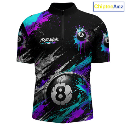 Custom Neon Splatter 8 Ball Billiard Shirts for Men Billiard Team Jerseys Billiard League NNT275