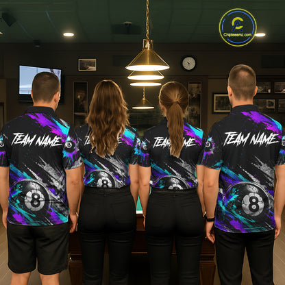 Custom Neon Splatter 8 Ball Billiard Shirts for Men Billiard Team Jerseys Billiard League NNT275