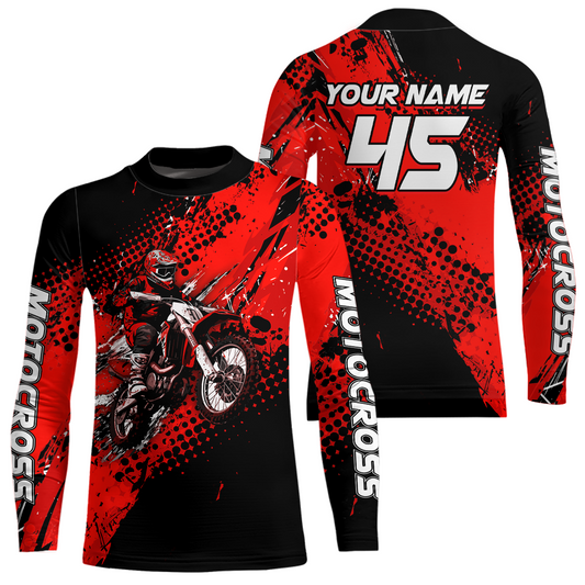 Red Youth Dirt Bike Jersey Adult Kid Upf30+ Custom Motocross Jersey Off-Road Jersey DNT50
