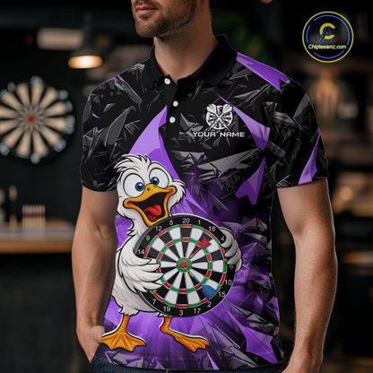 Custom Purple Duck Funny Dart Shirt Dart Team Jersey for Men Dartboard Polo & 1/4Zip NNT167