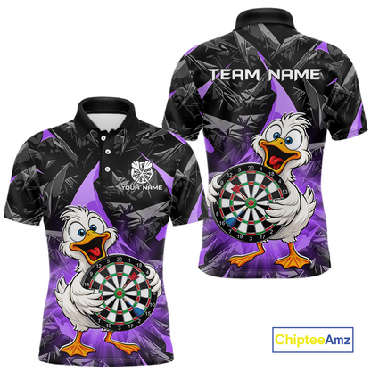Custom Purple Duck Funny Dart Shirt Dart Team Jersey for Men Dartboard Polo & 1/4Zip NNT167