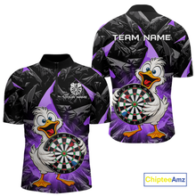 Load image into Gallery viewer, Custom Purple Duck Funny Dart Shirt Dart Team Jersey for Men Dartboard Polo &amp; 1/4Zip NNT167
