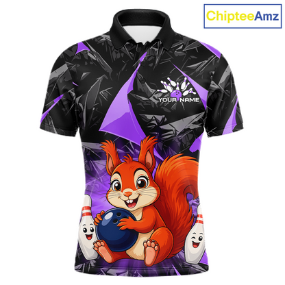 Funny Purple Squirrel Custom Bowling Jersey for Men Bowling Team Shirts Bowling League HNT302