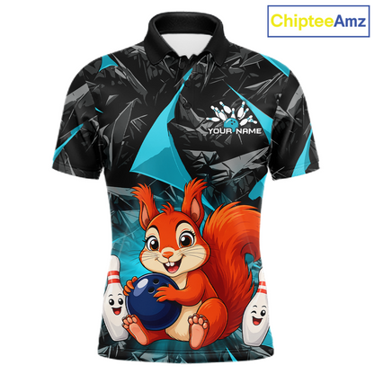 Funny Turquoise Squirrel Custom Bowling Jersey for Men Bowling Team Shirts Bowling League HNT302