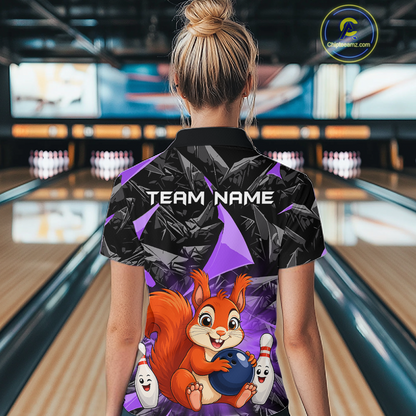 Funny Purple Squirrel Custom Bowling Jersey for Women Bowling Team Shirts Bowling League HNT302