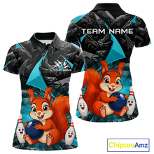 Load image into Gallery viewer, Funny Turquoise Squirrel Custom Bowling Jersey for Women Bowling Team Shirts Bowling League HNT302
