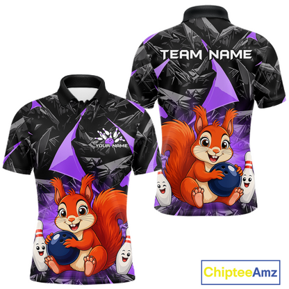 Funny Purple Squirrel Custom Bowling Jersey for Men Bowling Team Shirts Bowling League HNT302