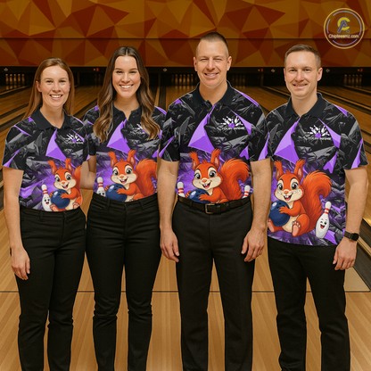 Funny Purple Squirrel Custom Bowling Jersey for Women Bowling Team Shirts Bowling League HNT302