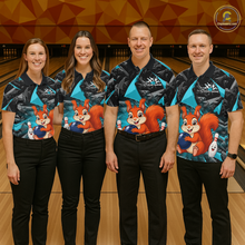 Load image into Gallery viewer, Funny Turquoise Squirrel Custom Bowling Jersey for Women Bowling Team Shirts Bowling League HNT302