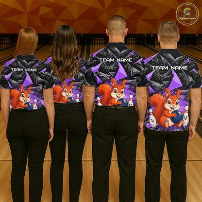 Funny Purple Squirrel Custom Bowling Jersey for Women Bowling Team Shirts Bowling League HNT302