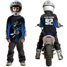 Load image into Gallery viewer, Personalized Blue Motocross Shirts Racing Jersey Dirt Bike Jersey Kid Men Women UPF30+ DNT14