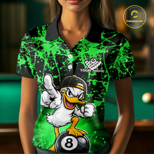 Load image into Gallery viewer, Custom Green Funny Duck Billiard Shirt for Women Billiard Team Jersey League 8 Ball Pool Shirts NNT171