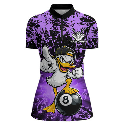 Custom Purple Funny Duck Billiard Shirt for Women Billiard Team Jersey League 8 Ball Pool Shirts NNT171