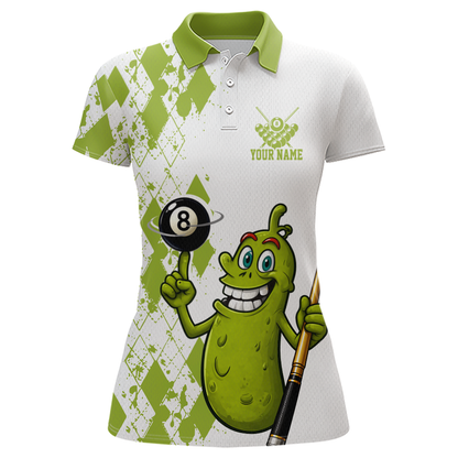 Custom Funny Pickle 8 Ball Pool Shirts Argyle Billiard Shirt for Women Billiard Team Jersey League NNT173