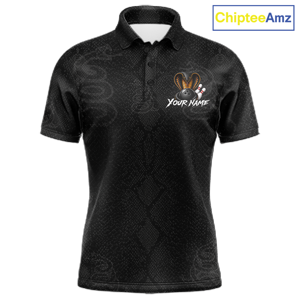 Custom Black Cobra Snake Bowling Jersey for Men Bowling Team Shirts Bowling League HNT309