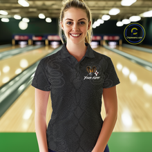 Load image into Gallery viewer, Custom Black Cobra Snake Bowling Jersey for Women Bowling Team Shirts Bowling League HNT309