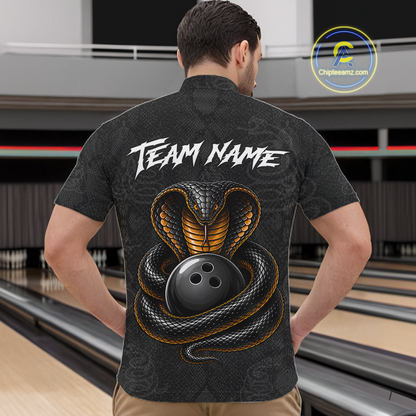 Custom Black Cobra Snake Bowling Jersey for Men Bowling Team Shirts Bowling League HNT309