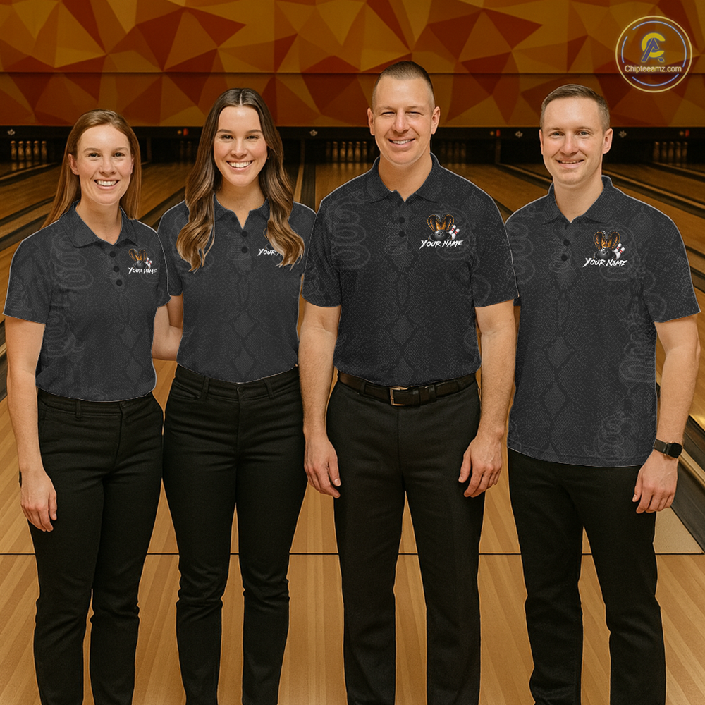 Custom Black Cobra Snake Bowling Jersey for Men Bowling Team Shirts Bowling League HNT309