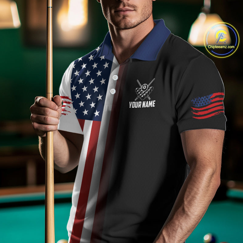 American Flag Eagle 8 Ball Custom Billiard Shirts for Men Billiard Team Jerseys Billiard League NNT283