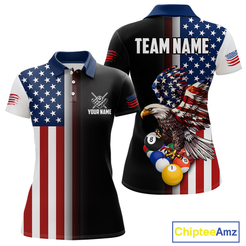 American Flag Eagle 8 Ball Custom Billiard Shirts for Women Billiard Team Jerseys Billiard League NNT283