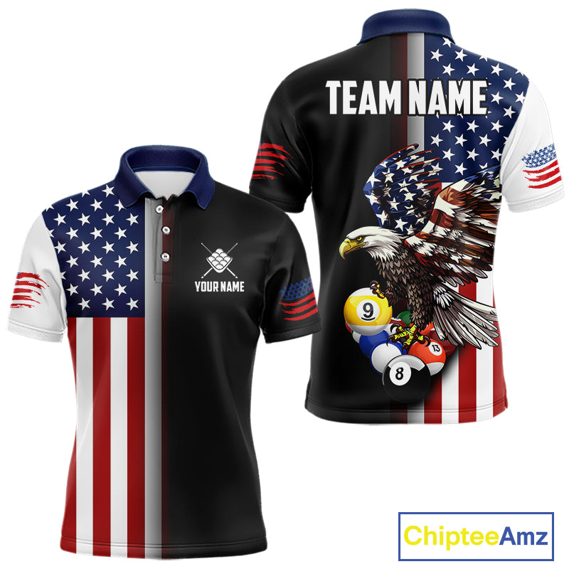 American Flag Eagle 9 Ball Custom Billiard Shirts for Men Billiard Team Jerseys Billiard League NNT284