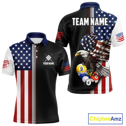 American Flag Eagle 9 Ball Custom Billiard Shirts for Men Billiard Team Jerseys Billiard League NNT284