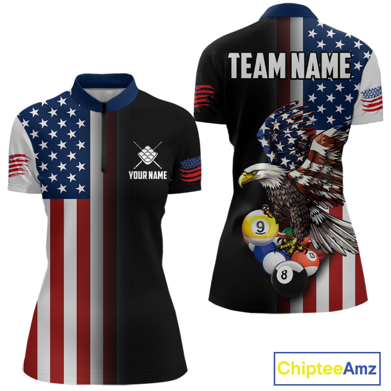 American Flag Eagle 9 Ball Custom Billiard Shirts for Women Billiard Team Jerseys Billiard League NNT284